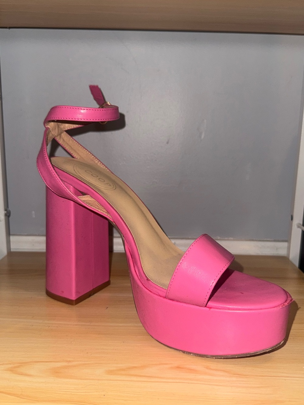 Platform Ankle-Strap Block Heel Sandal - Hot Pink